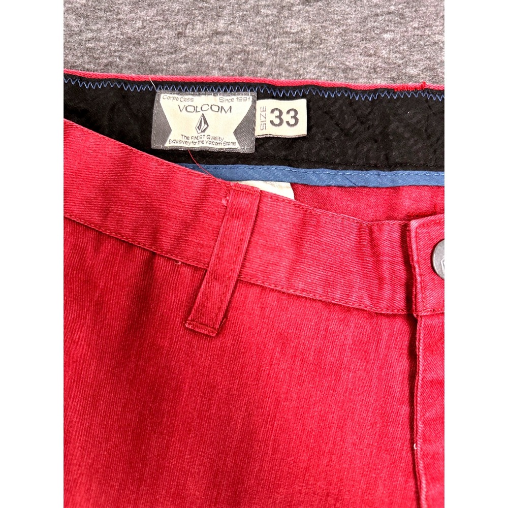 Volcom Surf Stripe Vibrant Chino Cotton Shorts Casual Everyday Red Size 33 - Picture 3 of 12